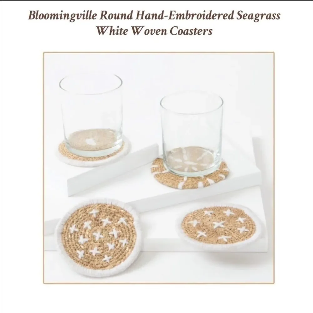 Bloomingville Boho Style 4 coasters woven Seagrass
